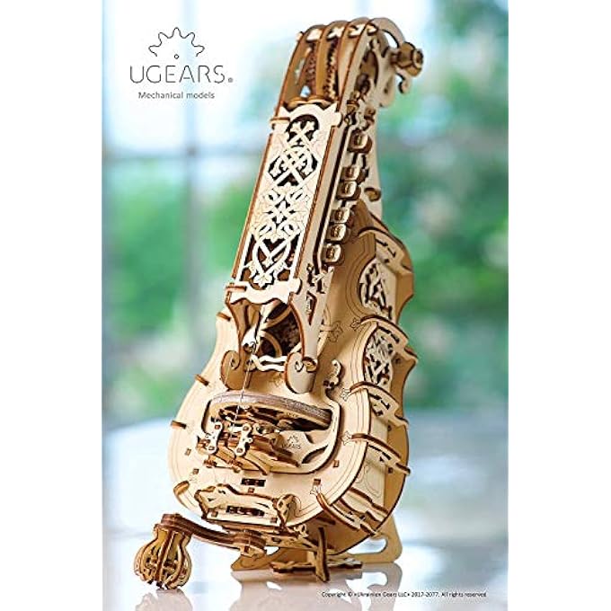 MADE IN EUROPE, 3D WOODEN PUZZLE HURDY GURDY KIT, MUSICAL INSTRUMENT MECHANICAL MODEL KIT, DIY, SELF-ASSEMBLY, WOODCRAFT CONSTRUCTION TOY, PERFECT FOR GIFTING, NO GLUE NEEDED, UGR-70030 - Image 4